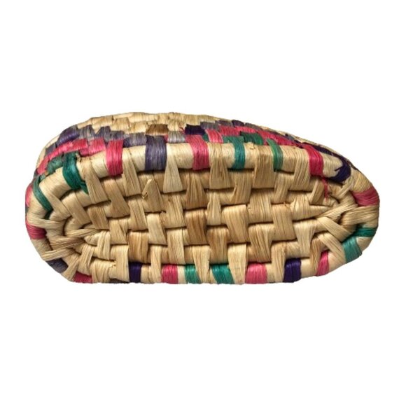 Two piece colorful raffia woven nesting basket container set with lids - Picture 14 of 16